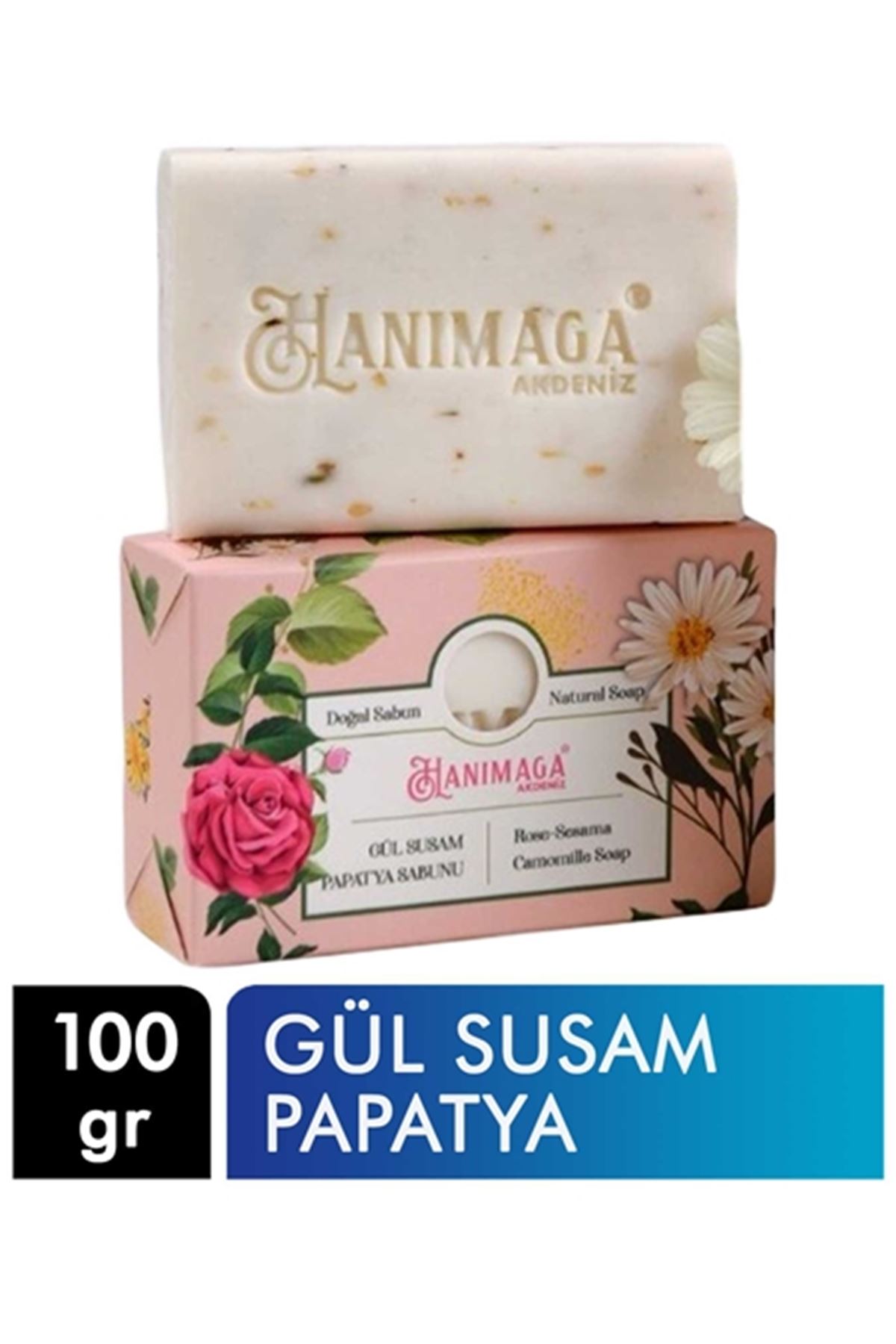 Hanımağa Doğal Sabun 100 g  Gül-Papatya-Susam