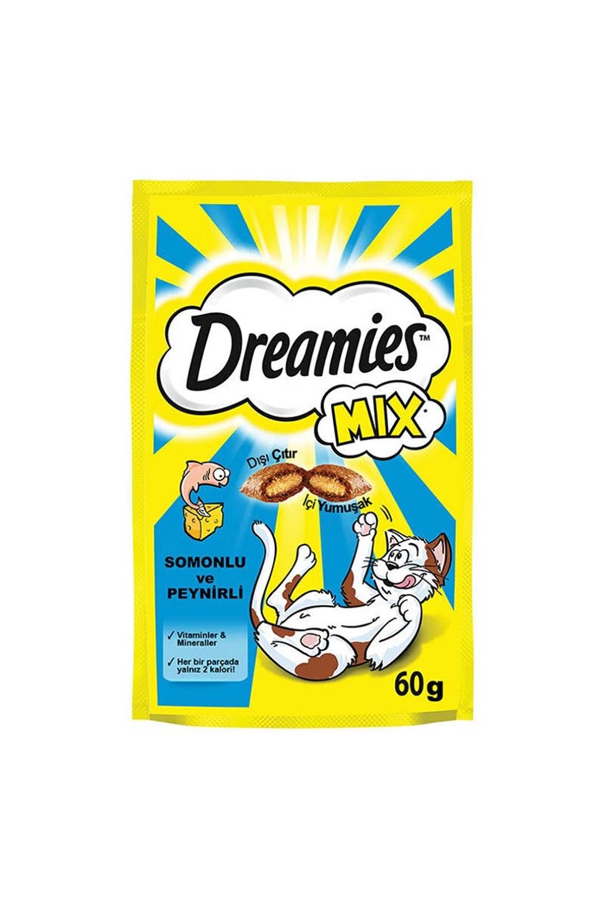 Dreamies Mix İç Dolgulu Somonlu ve Peynirli Kedi Ödül Bisküvisi 60gr