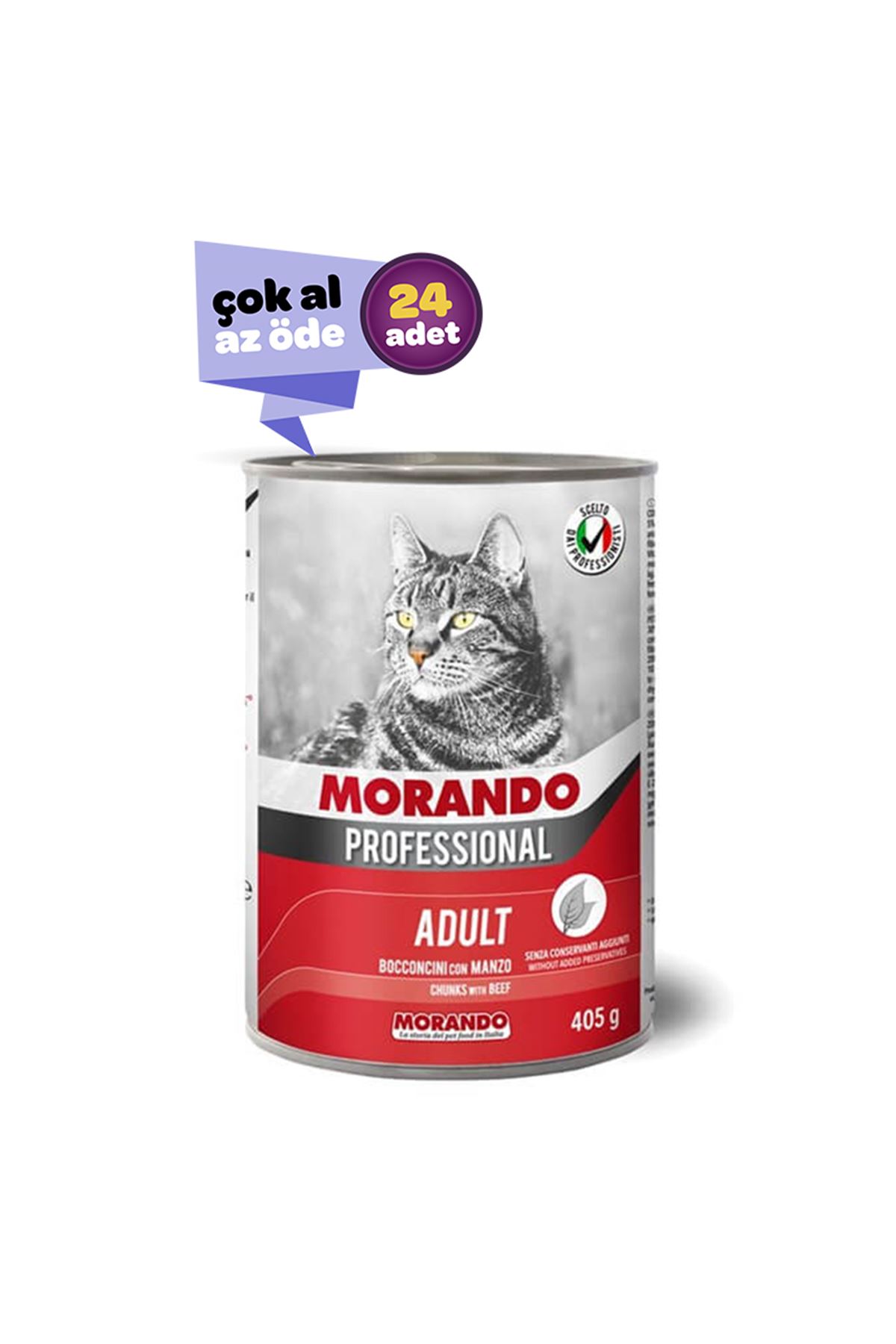 Morando Biftekli Yetişkin Kedi Konservesi 24x405gr (24lü)