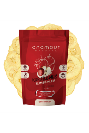 Anamour Natural Elma Kurusu Cips Elma (Şekersiz) Kuru Meyve Kıtırı 25 Gram