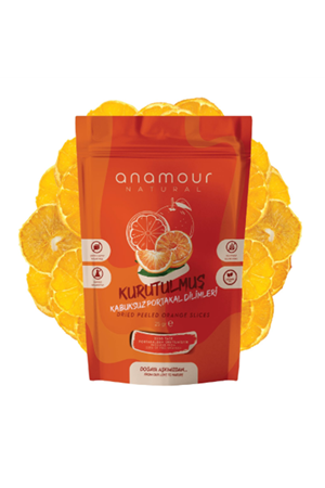 Anamour Natural Kabuksuz Portakal Kurusu - Cips Portakal (Şekersiz) - Kuru Meyve Kıtırı 25 Gram