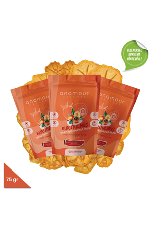 Anamour Natural 3'lü Trabzon Hurma Kurusu - Cips Cennet Hurması (Şekersiz) - Kuru Meyve Kıtırı 75 Gram