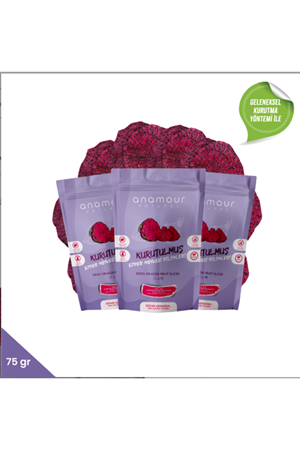 Anamour Natural Ejder Meyvesi Kurusu - Cips Ejder Meyvesi (Şeker İlavesiz) - 3'lü Paket Kuru Meyve 75g